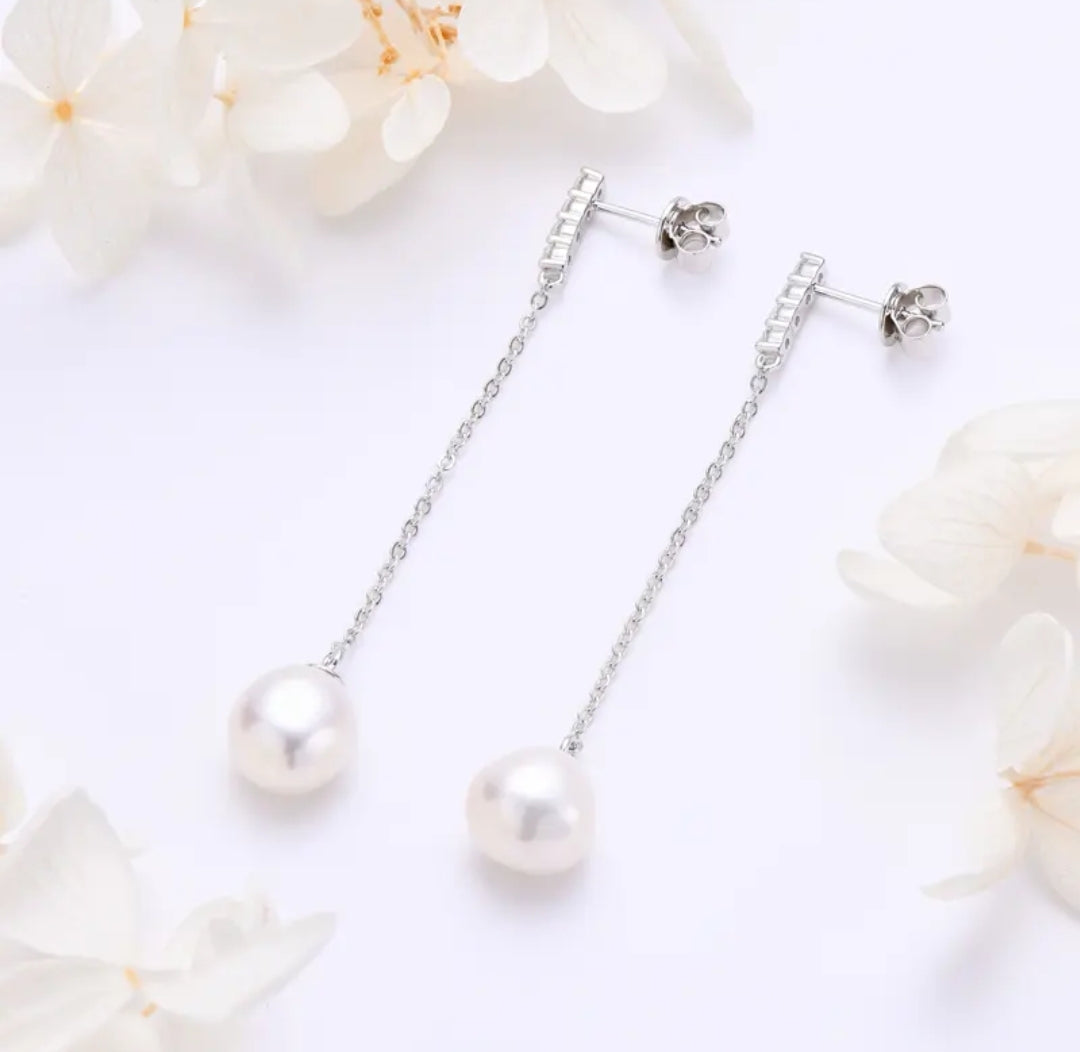 9-10mm oval shape pearl earrings