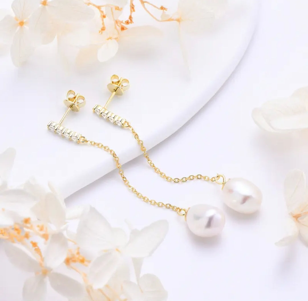 9-10mm oval shape pearl earrings