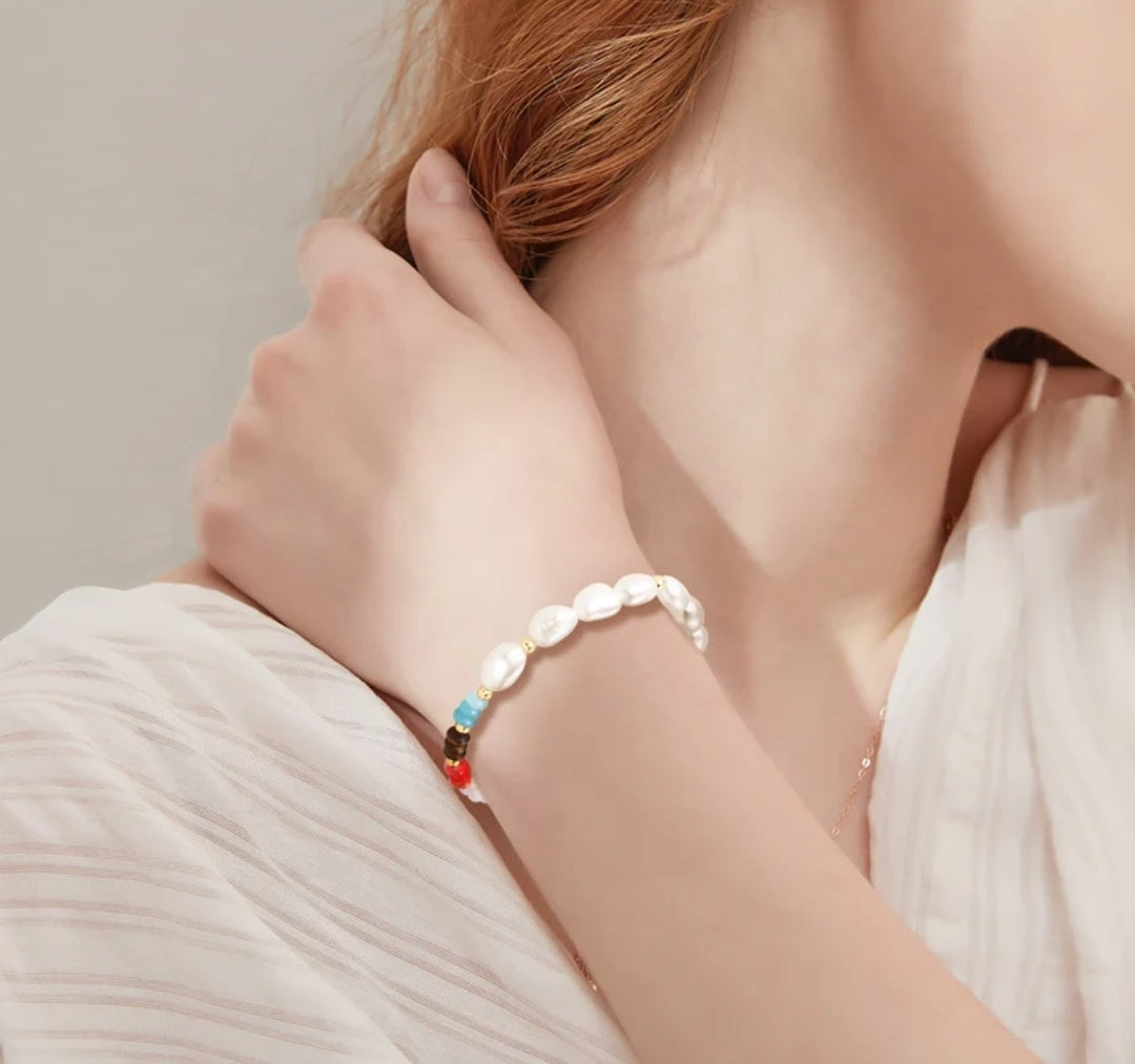 8mm elegant white pearl bracelet