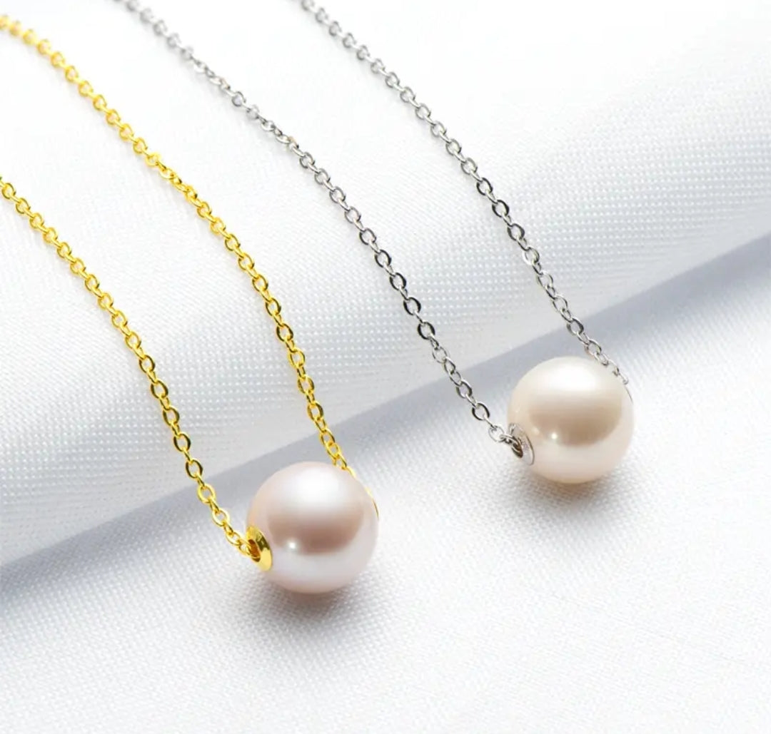 9.5-10 round pearl pendant necklace
