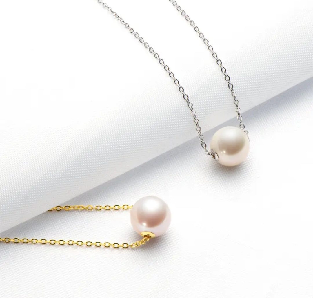 9.5-10 round pearl pendant necklace