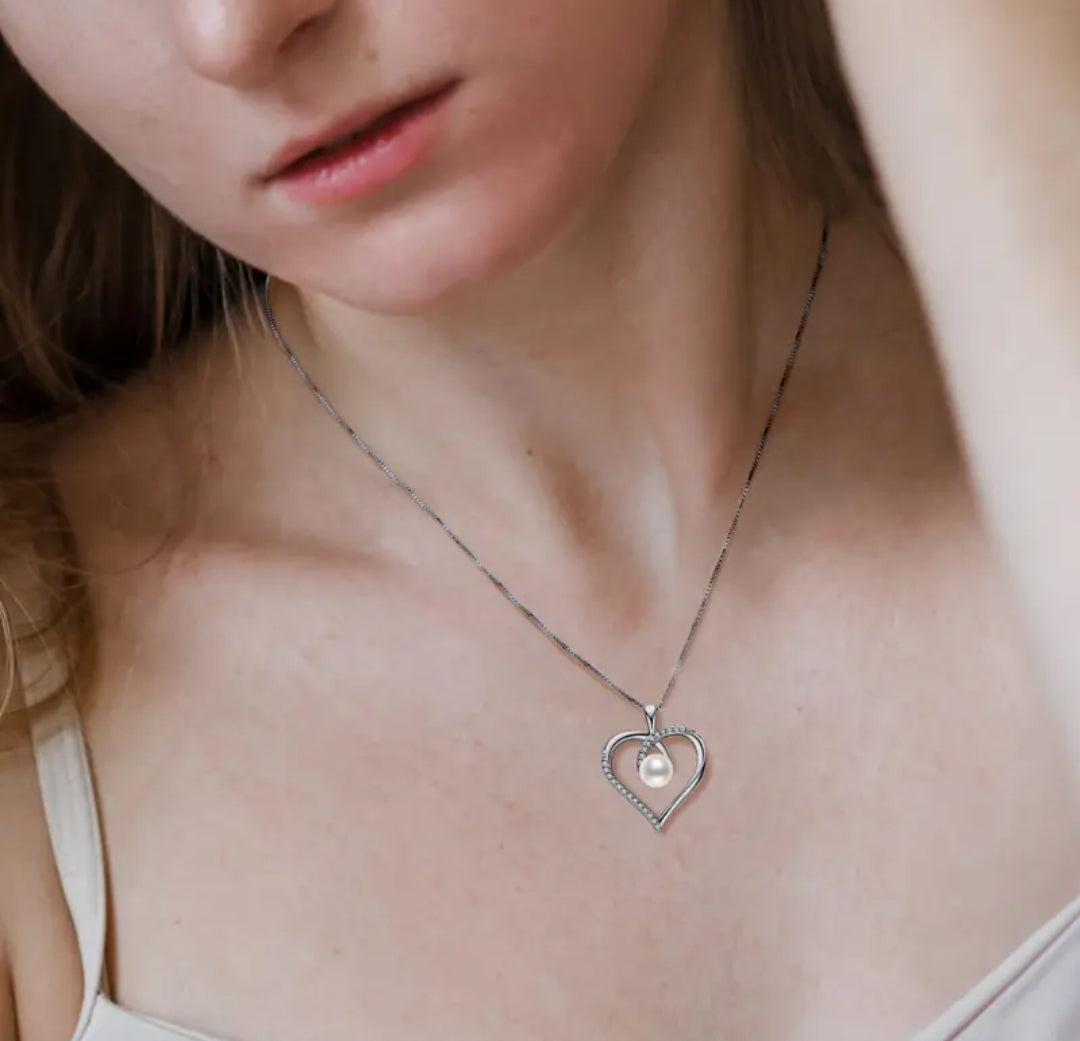 5mm heart shape pearl pendant necklace