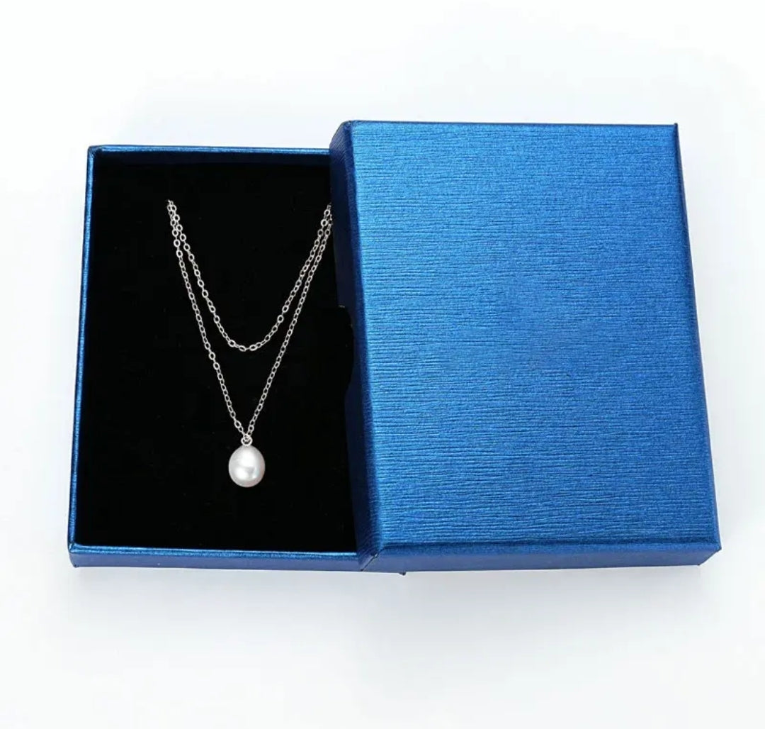 7-8mm double chain pearl pendant necklace