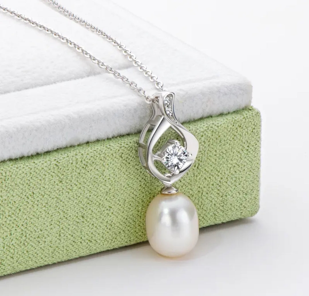 9mm natural pearl pendant necklace
