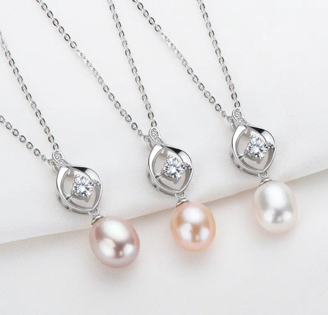 9mm natural pearl pendant necklace