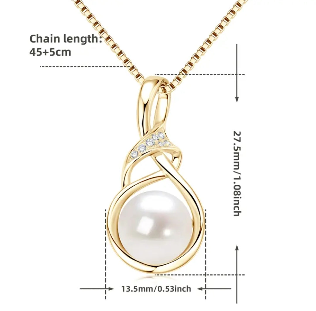 10mm pearl and 1mm multimoissanite pendant necklace
