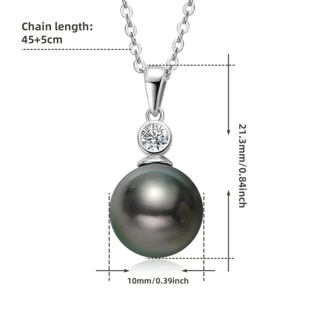 9-10mm black divine pearl pendant necklace