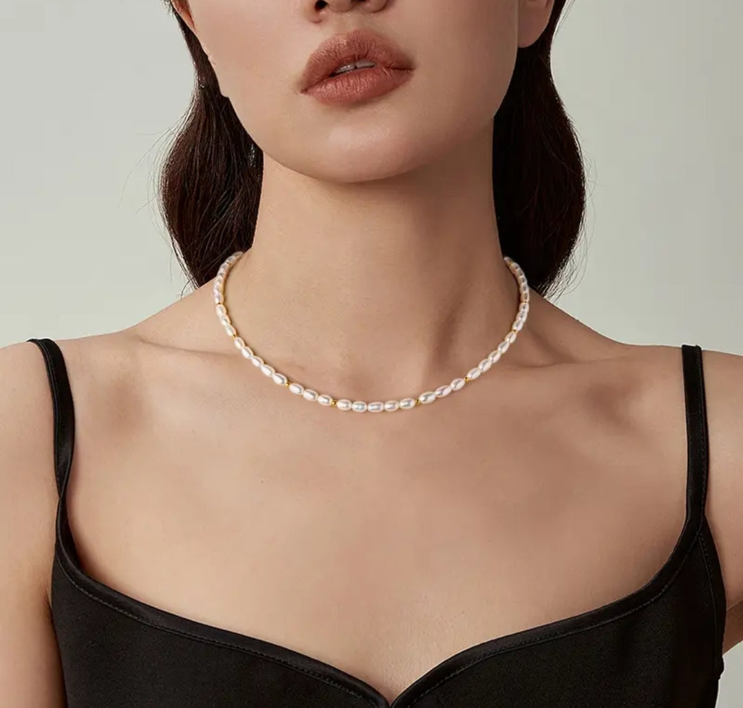 3.5*6mm bead pearl pendant necklace