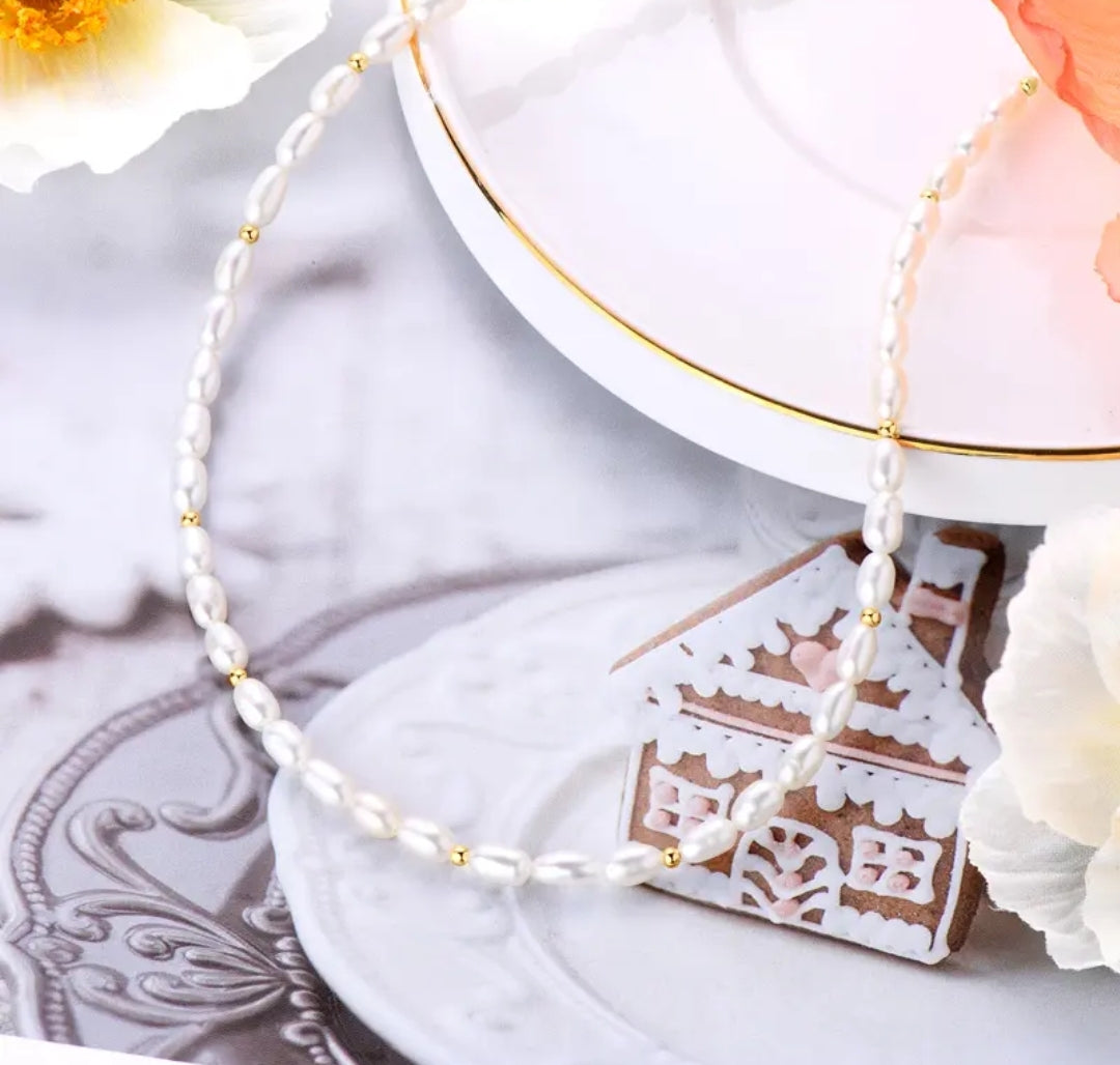 3.5*6mm bead pearl pendant necklace
