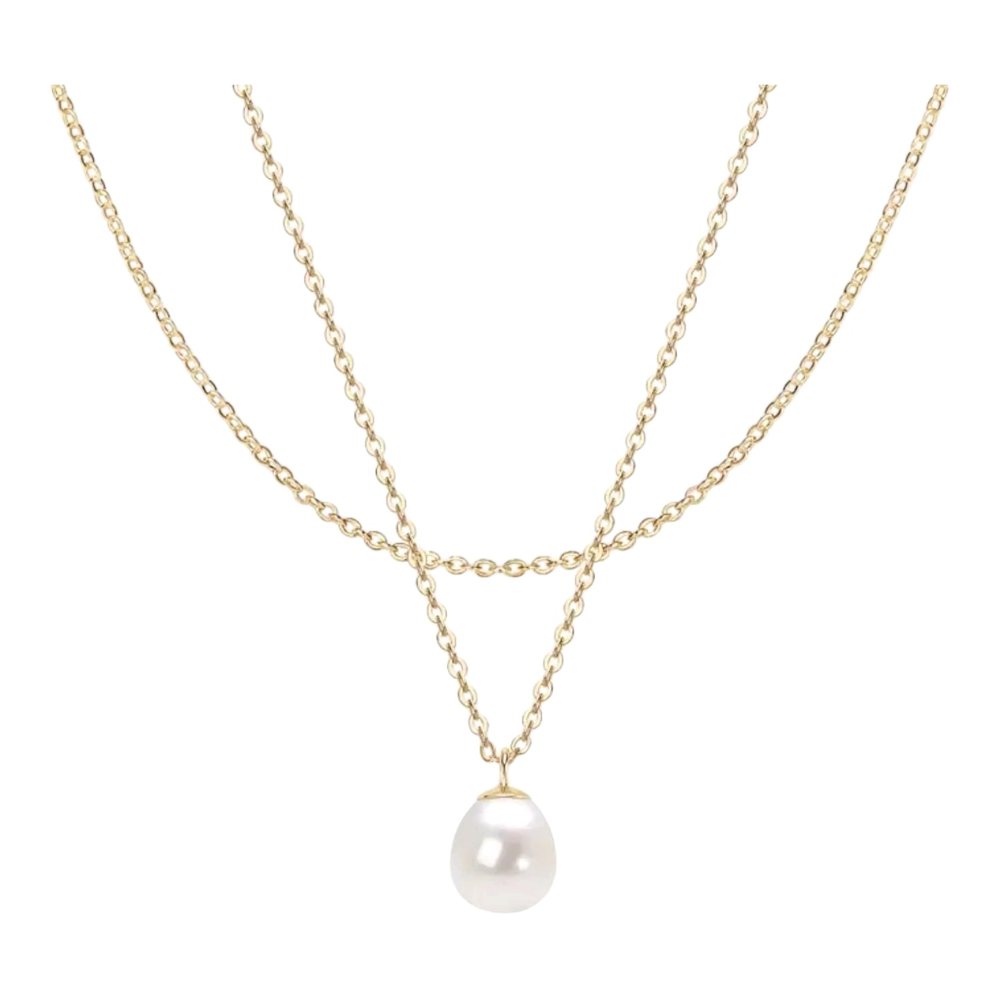 7-8mm double chain pearl pendant necklace