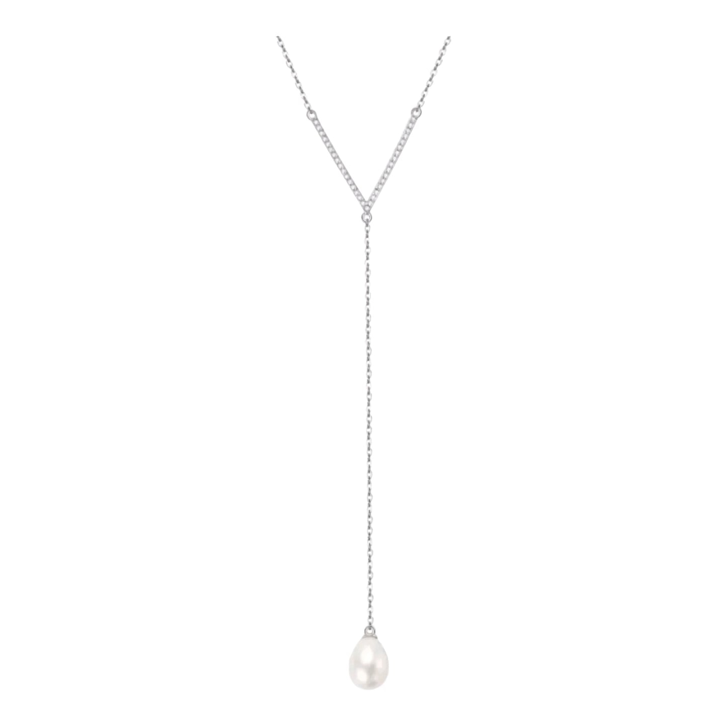 8mm Y chain pearl pendant necklace