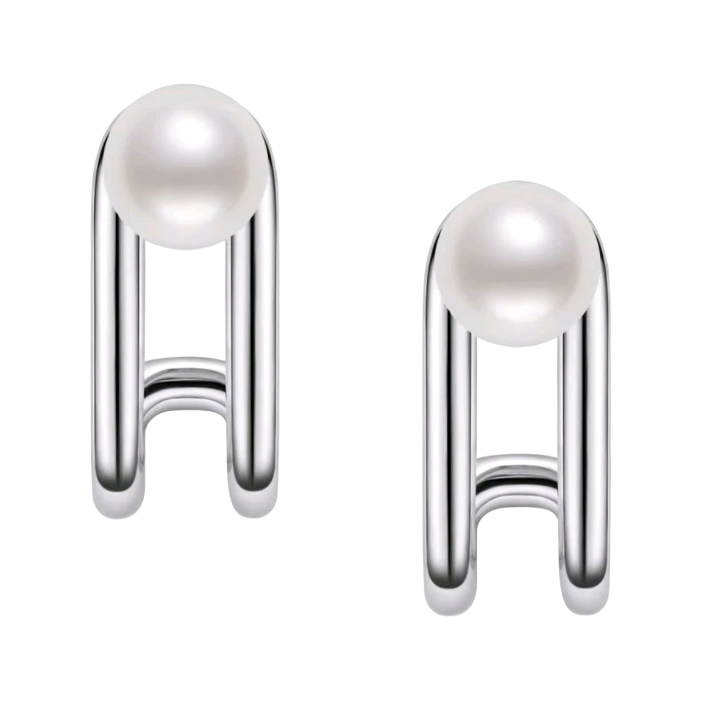 6mm geometric pearl earrings
