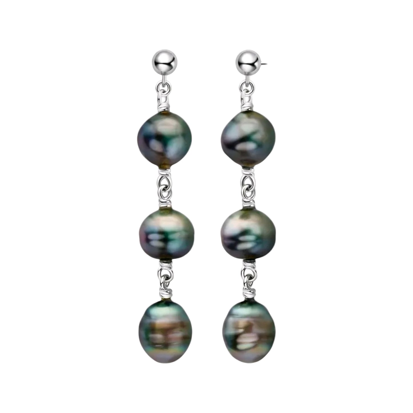 9mm black baroque pearl earrings