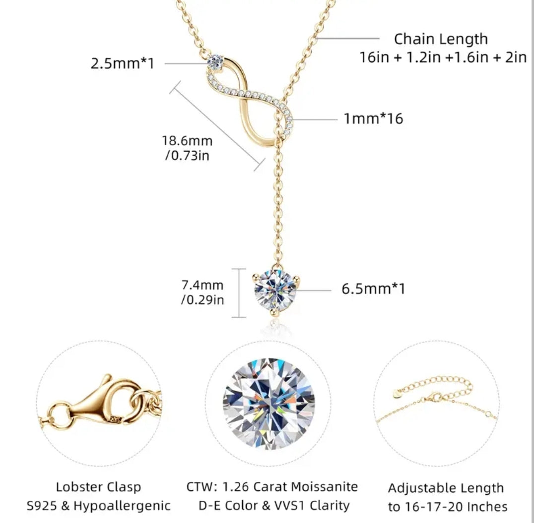 1ct elegant Moissanite pendant necklace