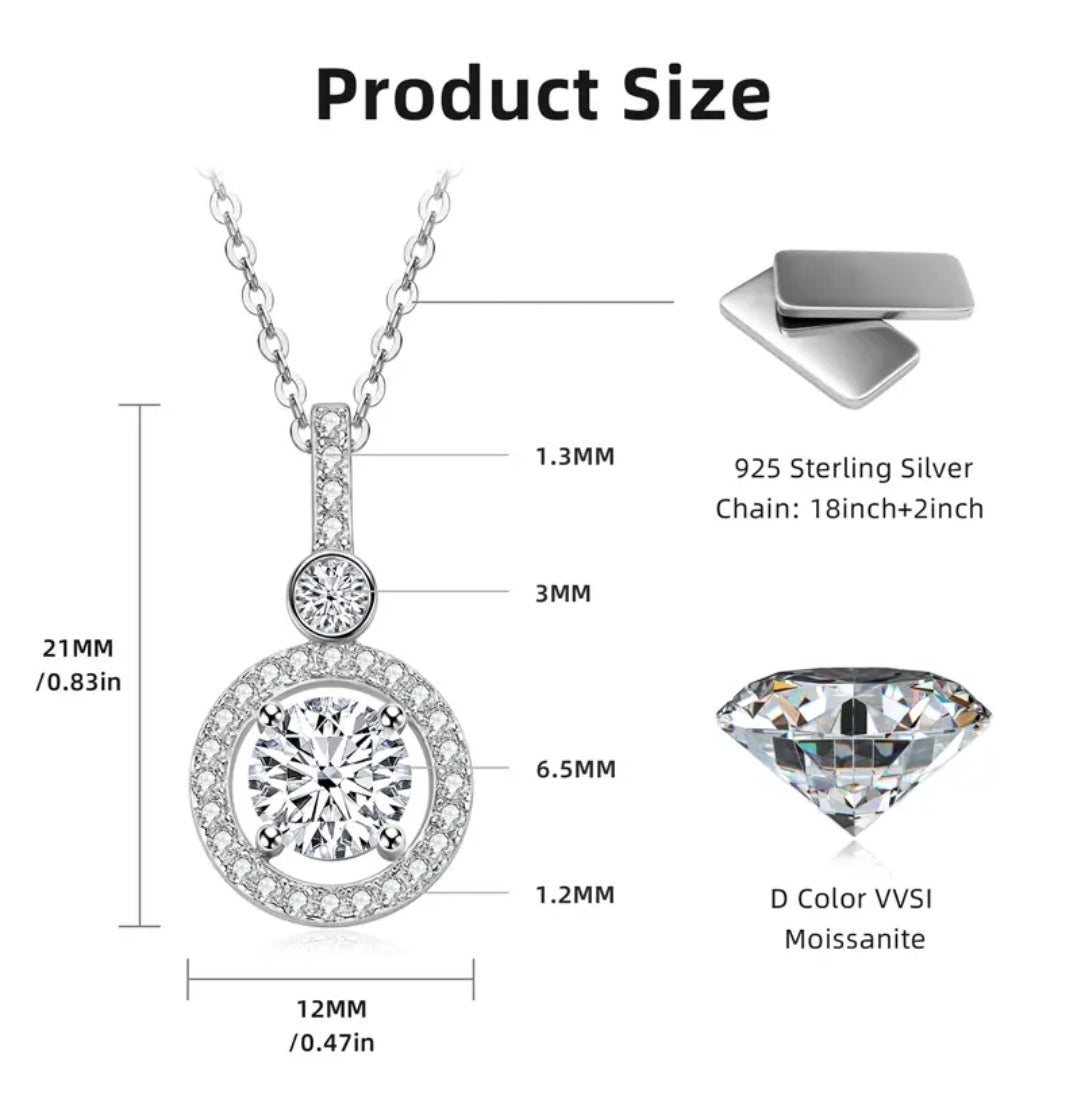 6mm 3mm 1.3mm 1.2mm Moissanite pendant necklace