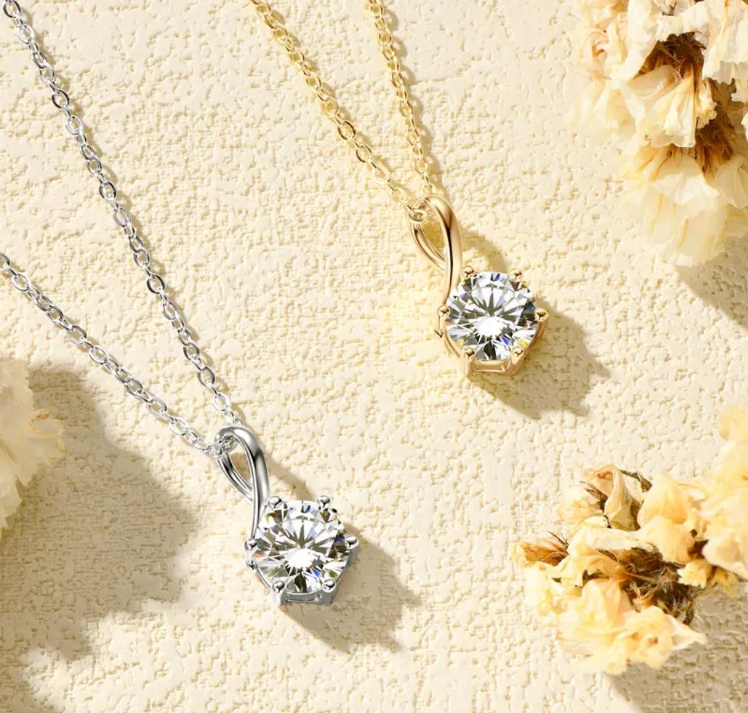 1ct twisted X shape Moissanite pendant necklace