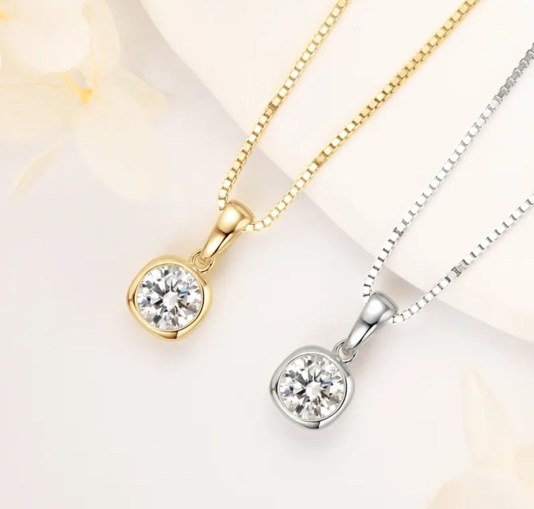 1ct square Moissanite pendant necklace