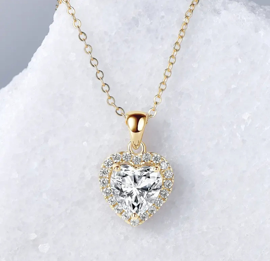 2ct heart shape Moissanite pendant necklace