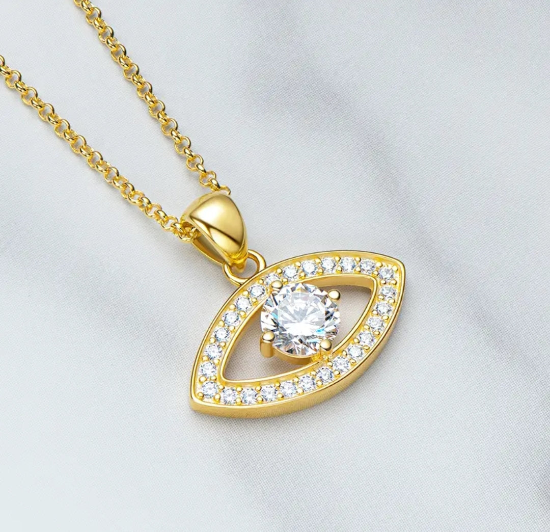 1ct eye shape Moissanite pendant necklace