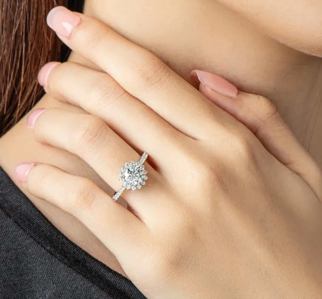 1ct moissanite sunflower engagement ring