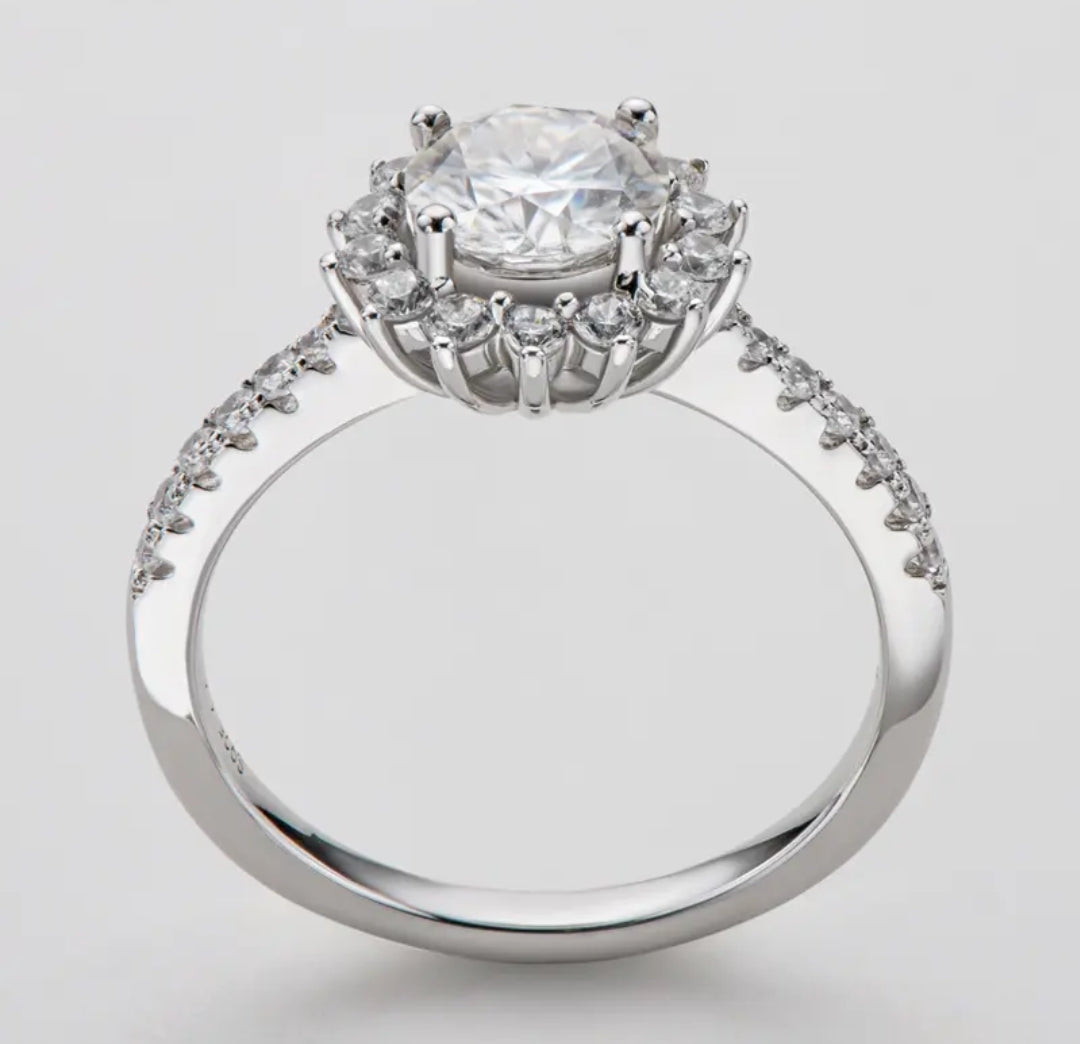 1ct moissanite sunflower engagement ring