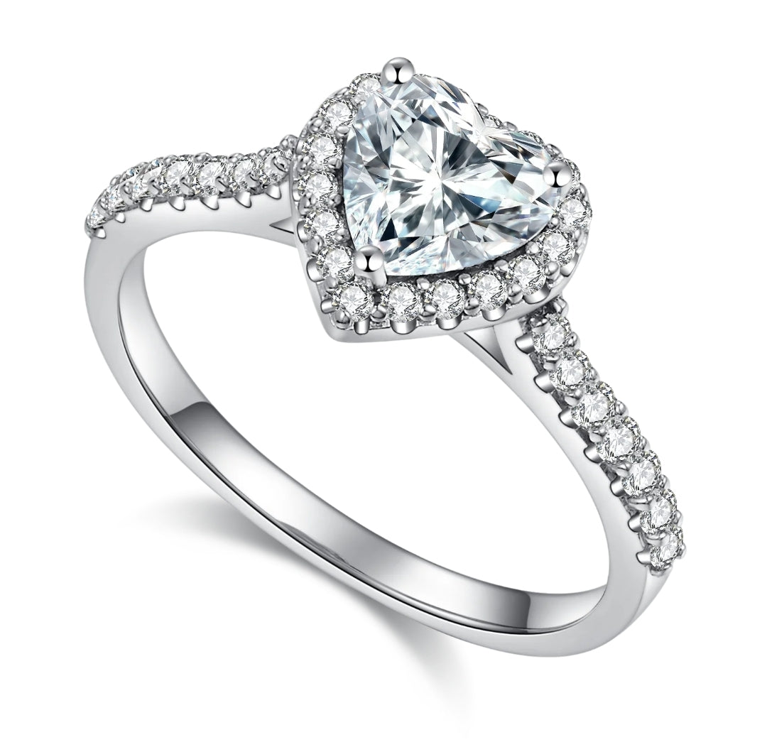 1ct heart shape moissanite engagement ring