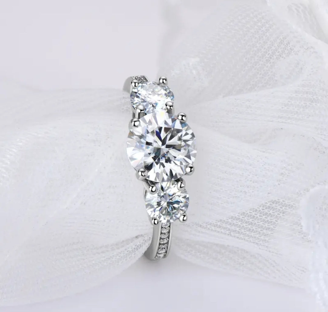 2ct three stone moissanite engagement ring
