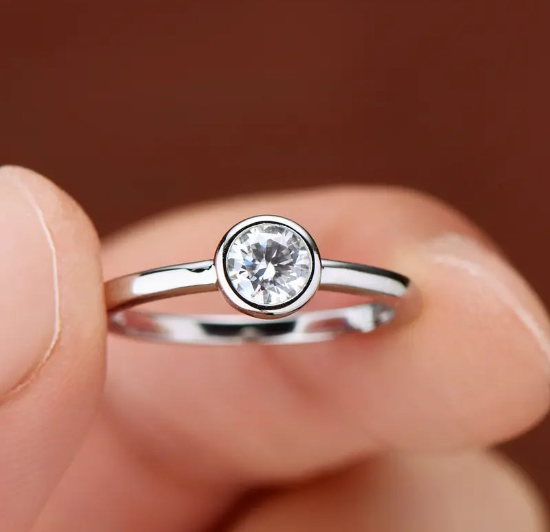 0.5ct round moissanite engagement ring