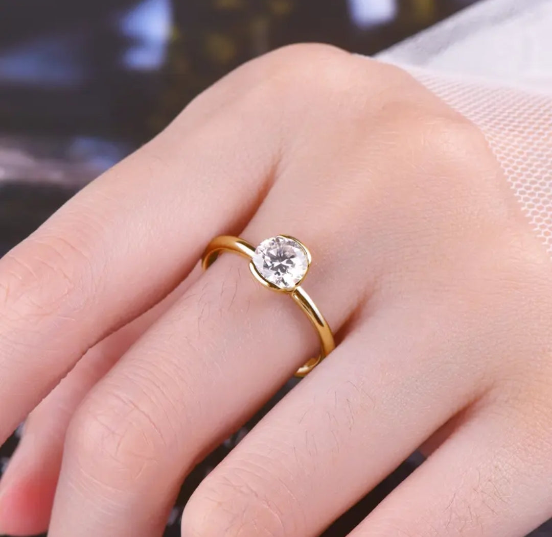 6.5mm moissanite engagement ring