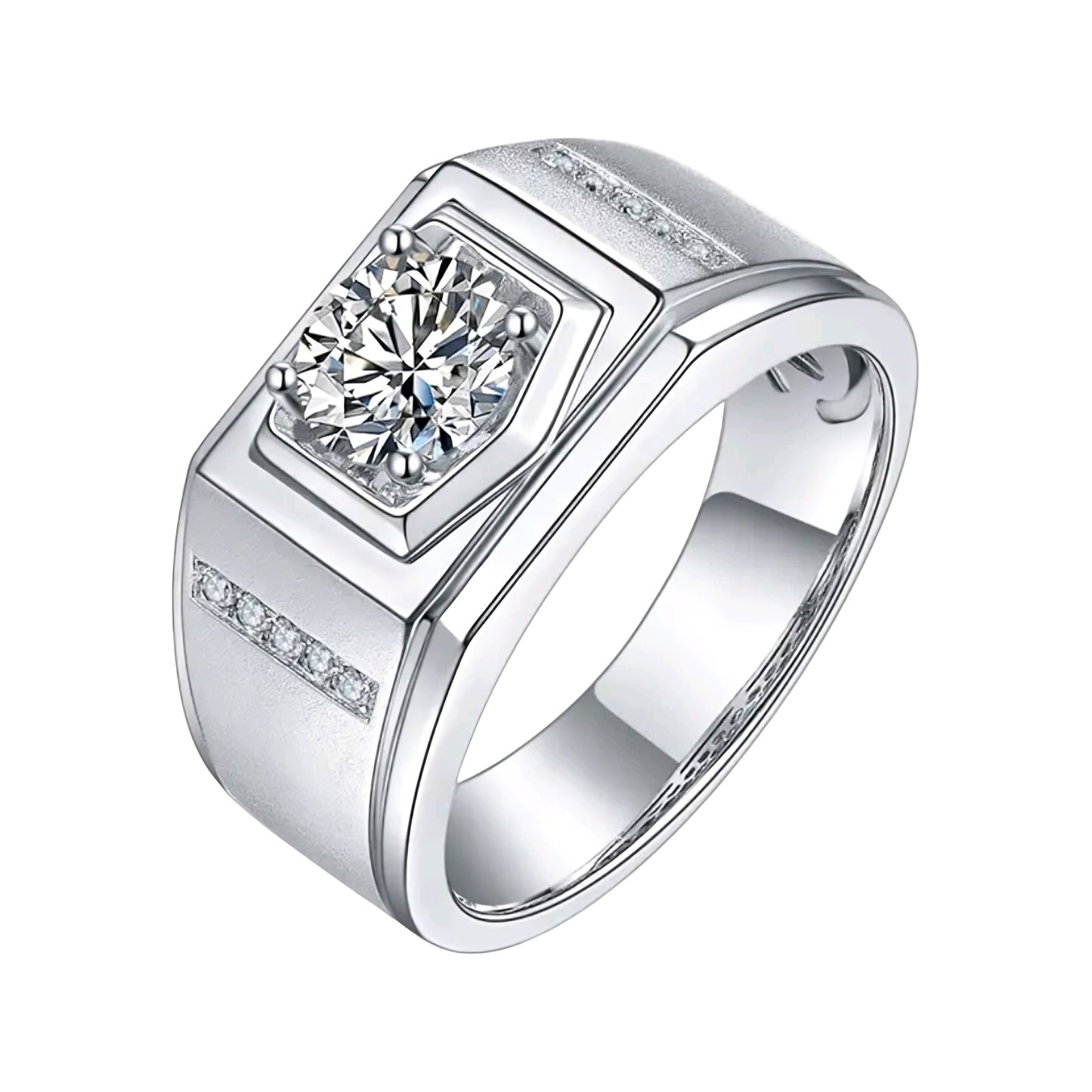 1ct round moissanite ring for men
