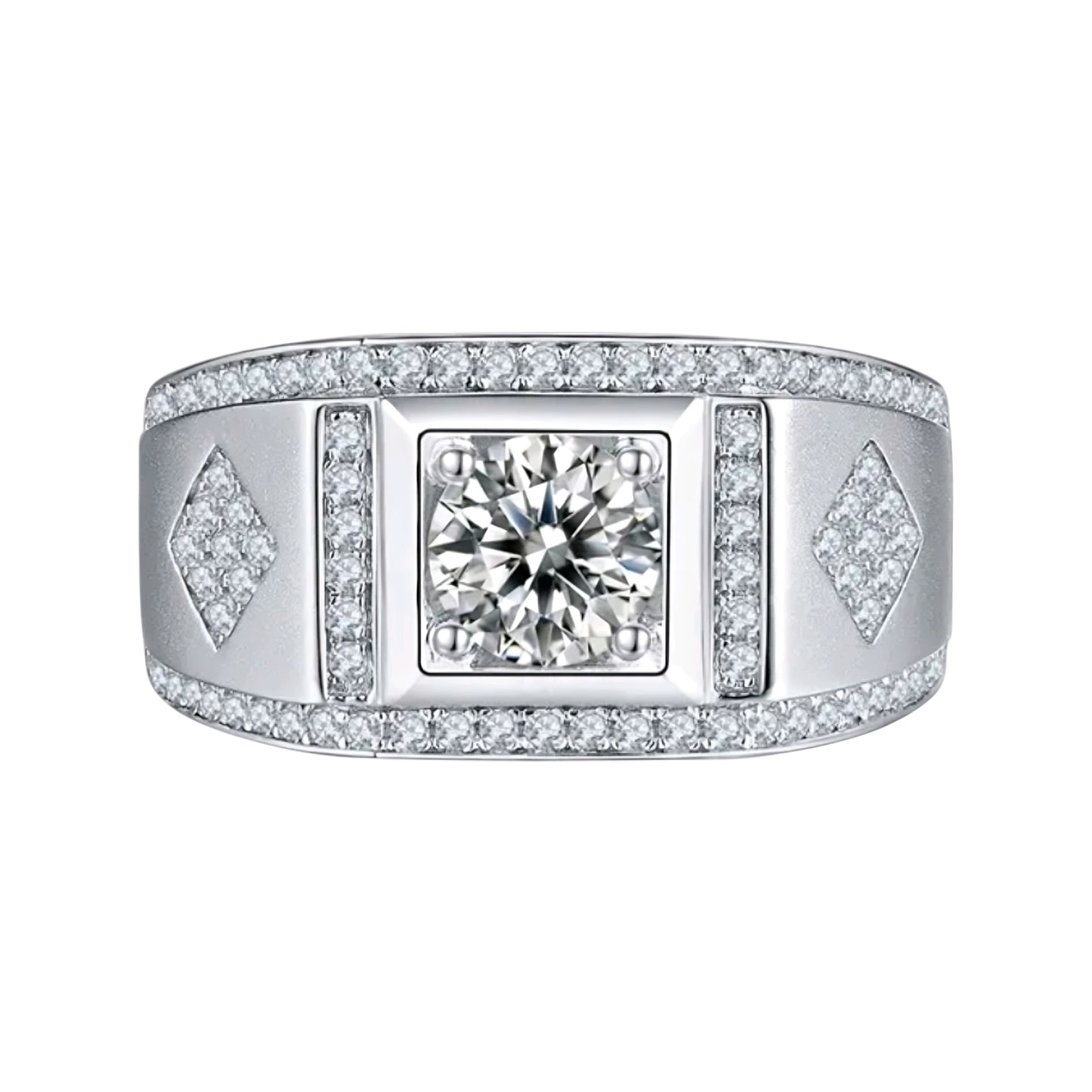 1ct sparkling moissanite ring for men