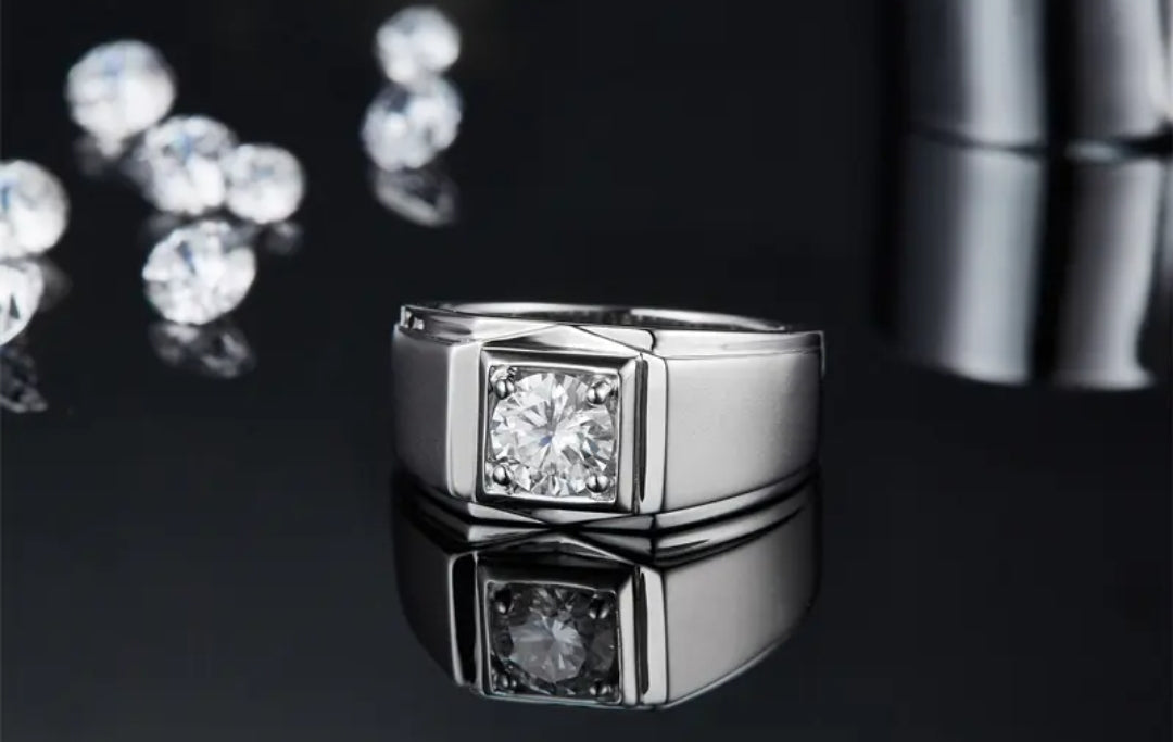 1ct classic moissanite ring for men