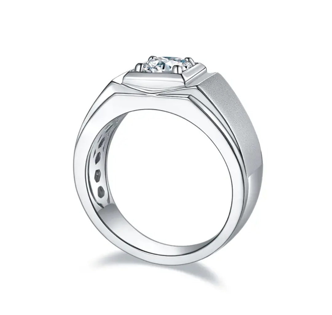 1ct classic moissanite ring for men