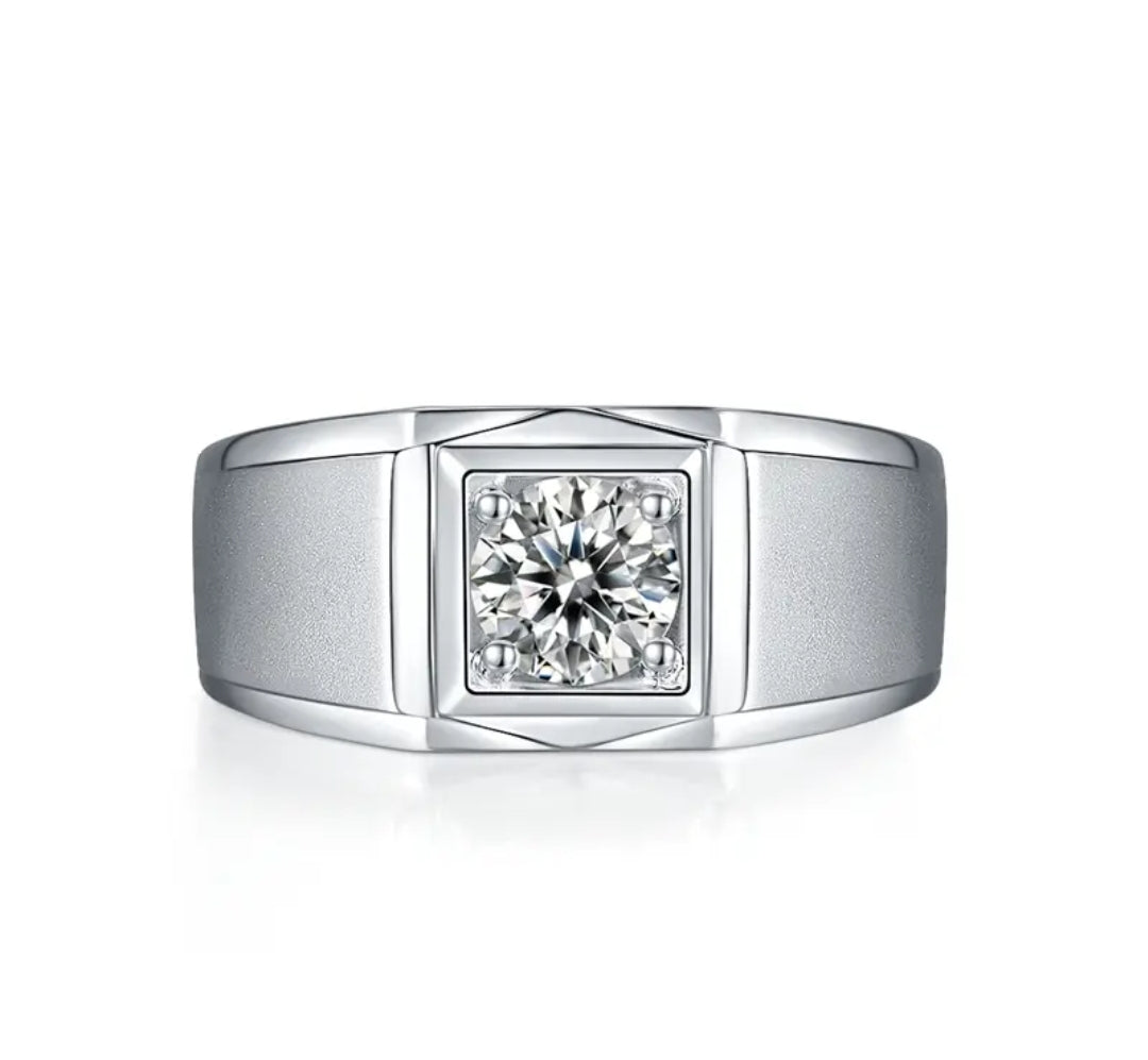 1ct classic moissanite ring for men