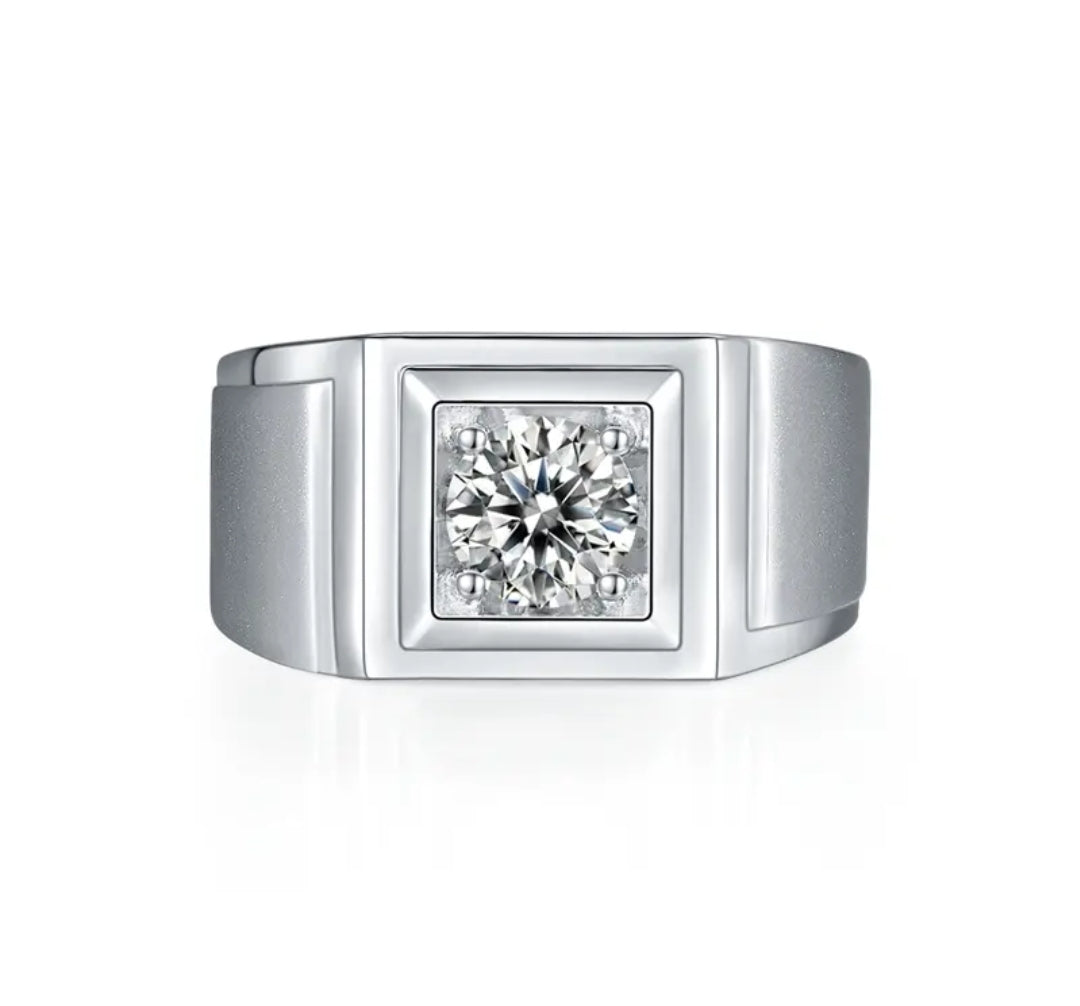 1ct 6.5mm classic moissanite ring for men