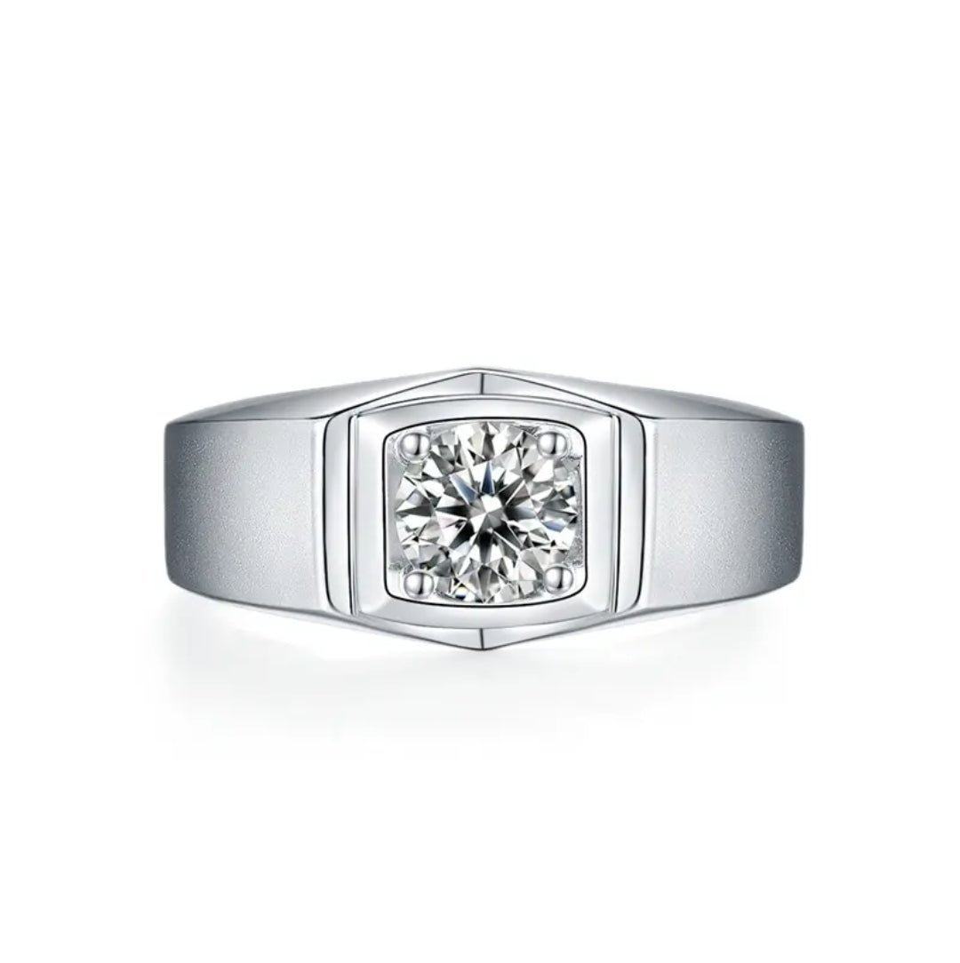 1ct 6.5mm sparkling moissanite ring for men