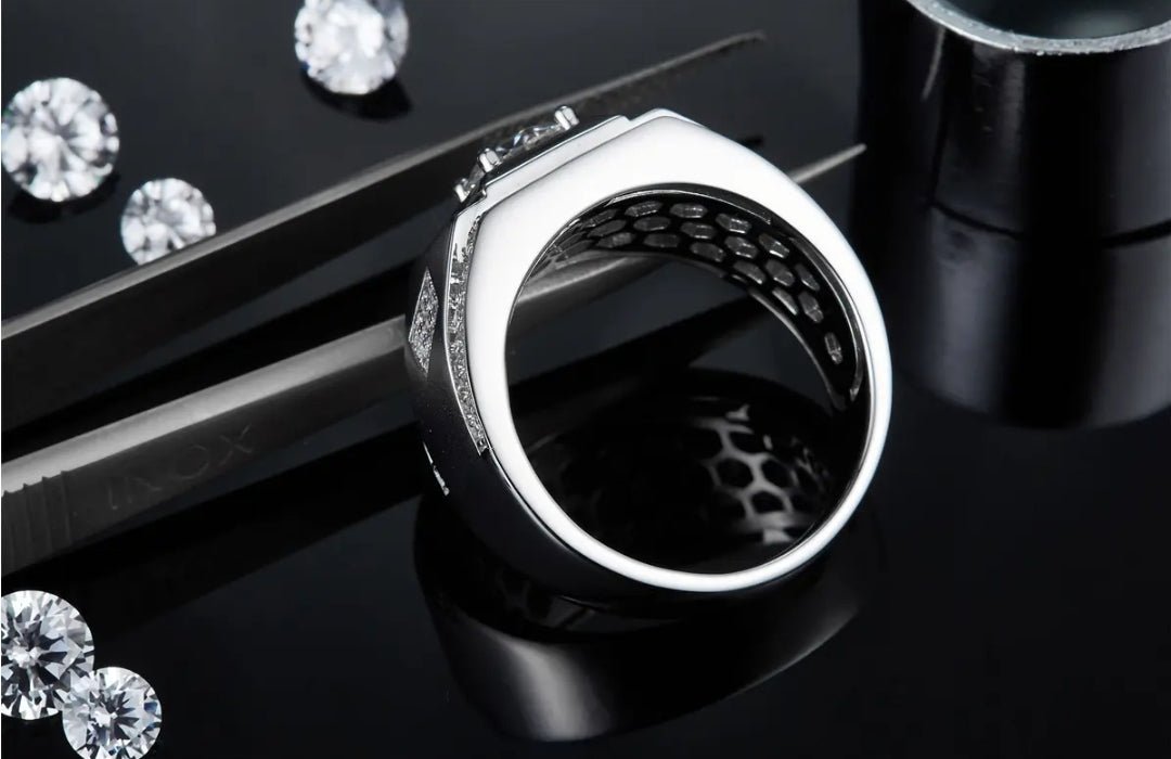 1ct sparkling moissanite ring for men