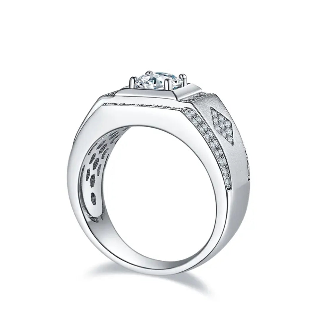 1ct sparkling moissanite ring for men