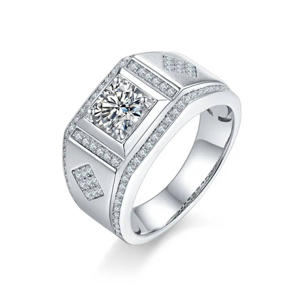 1ct sparkling moissanite ring for men