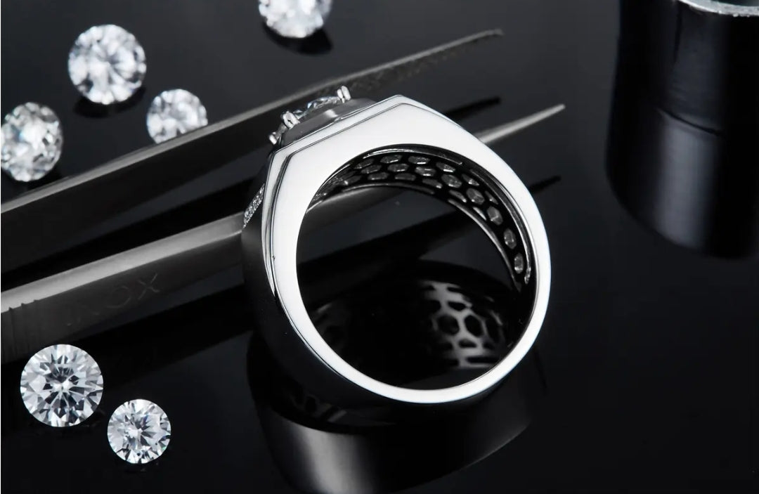 1ct round moissanite ring for men