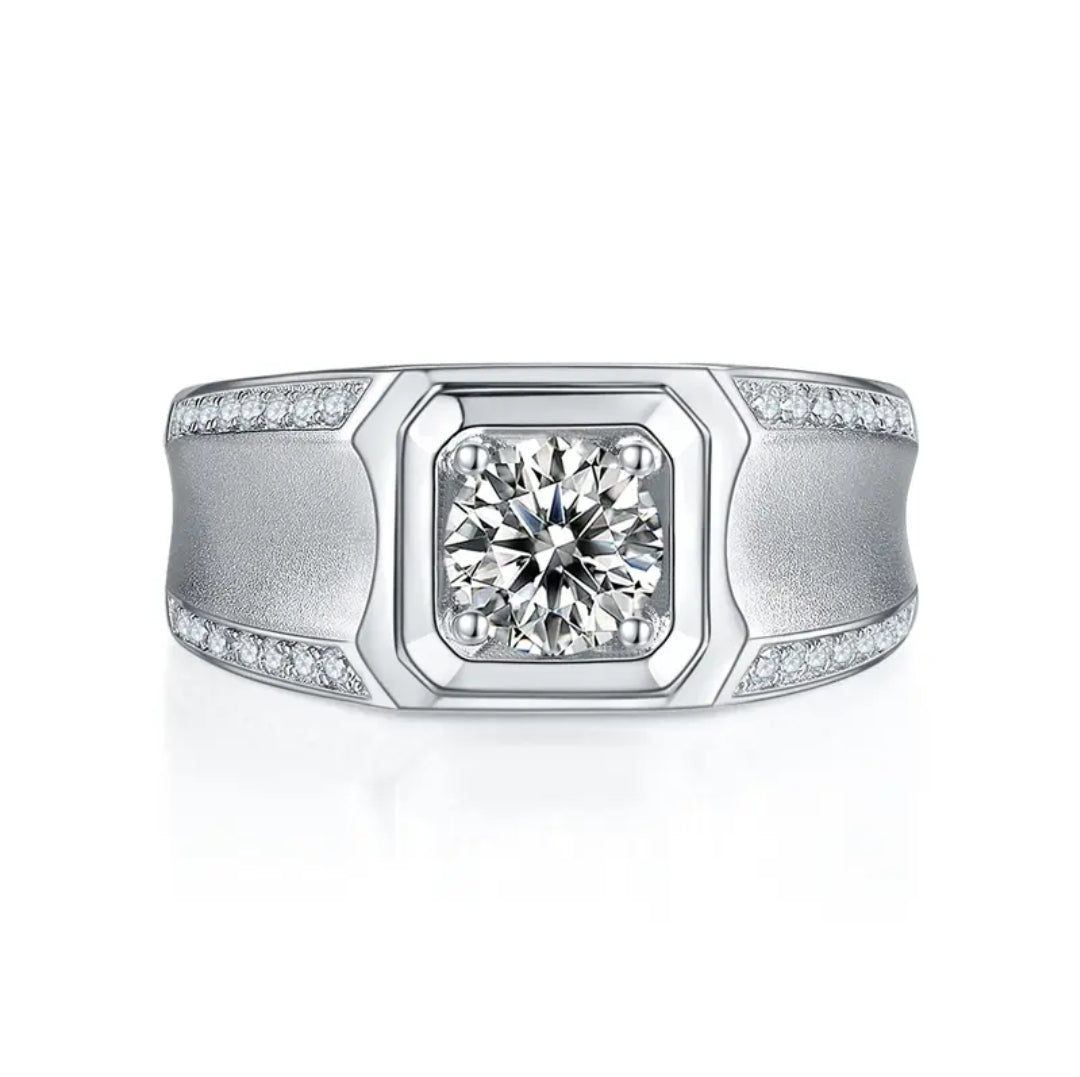 1ct 6.5mm classic round moissanite ring for men