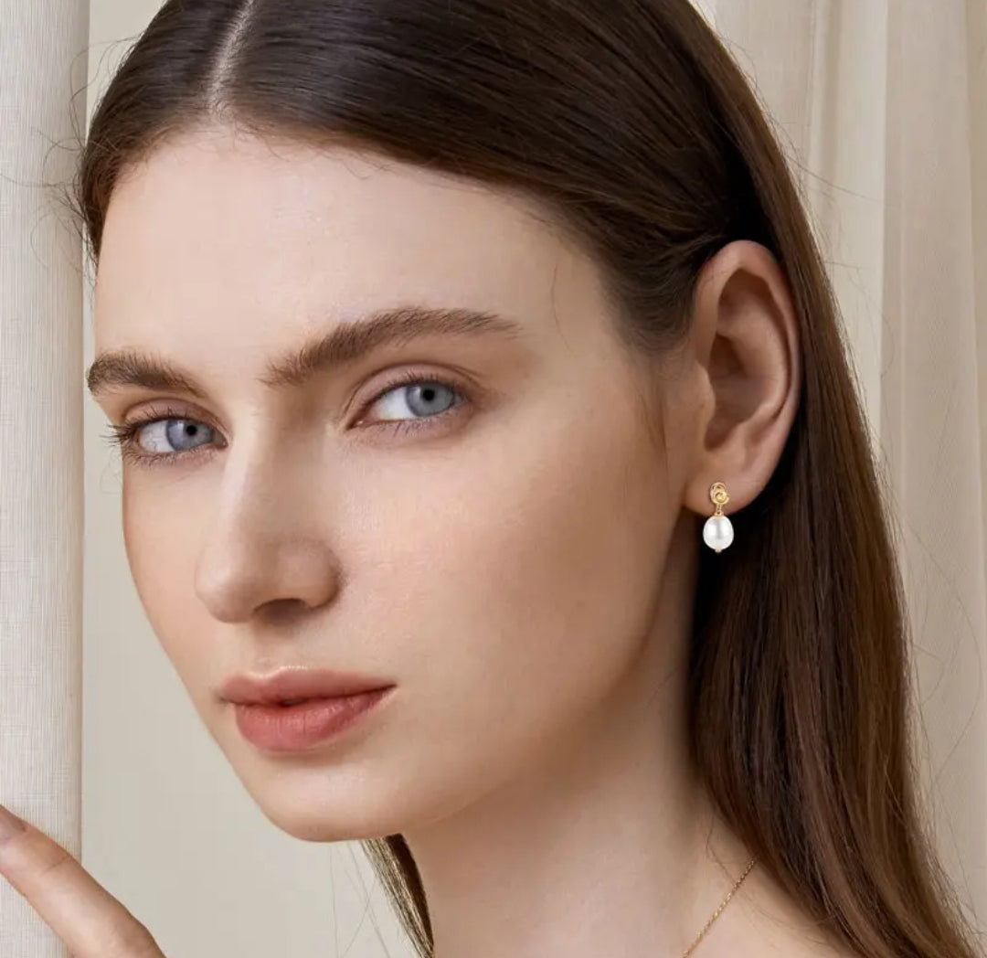 10mm baroque pearl earrings