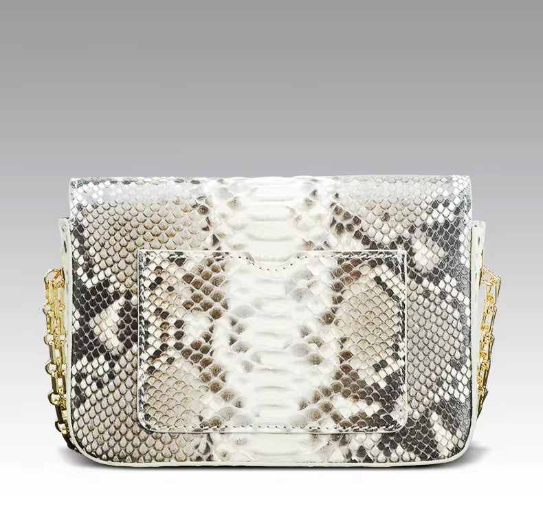 Snake Leather Purse with Golden Chain – Handmade in Italy | Noiyan