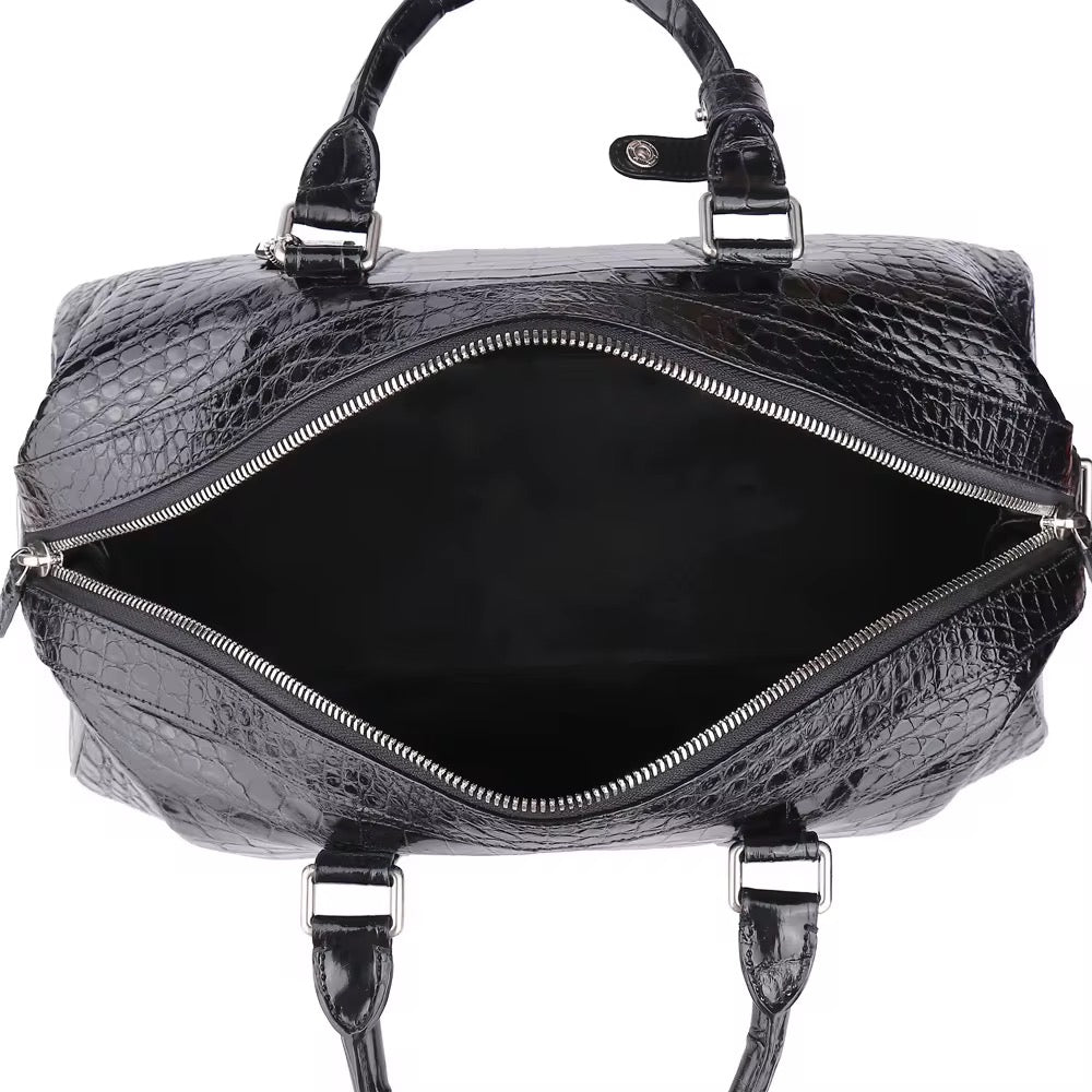 Black Crocodile Leather Travel Bag | Handmade in Italy | Noiyan