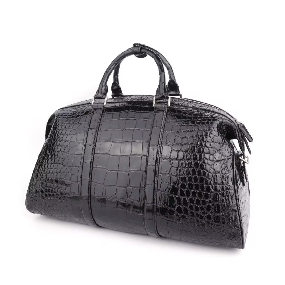 Black Crocodile Leather Travel Bag | Handmade in Italy | Noiyan