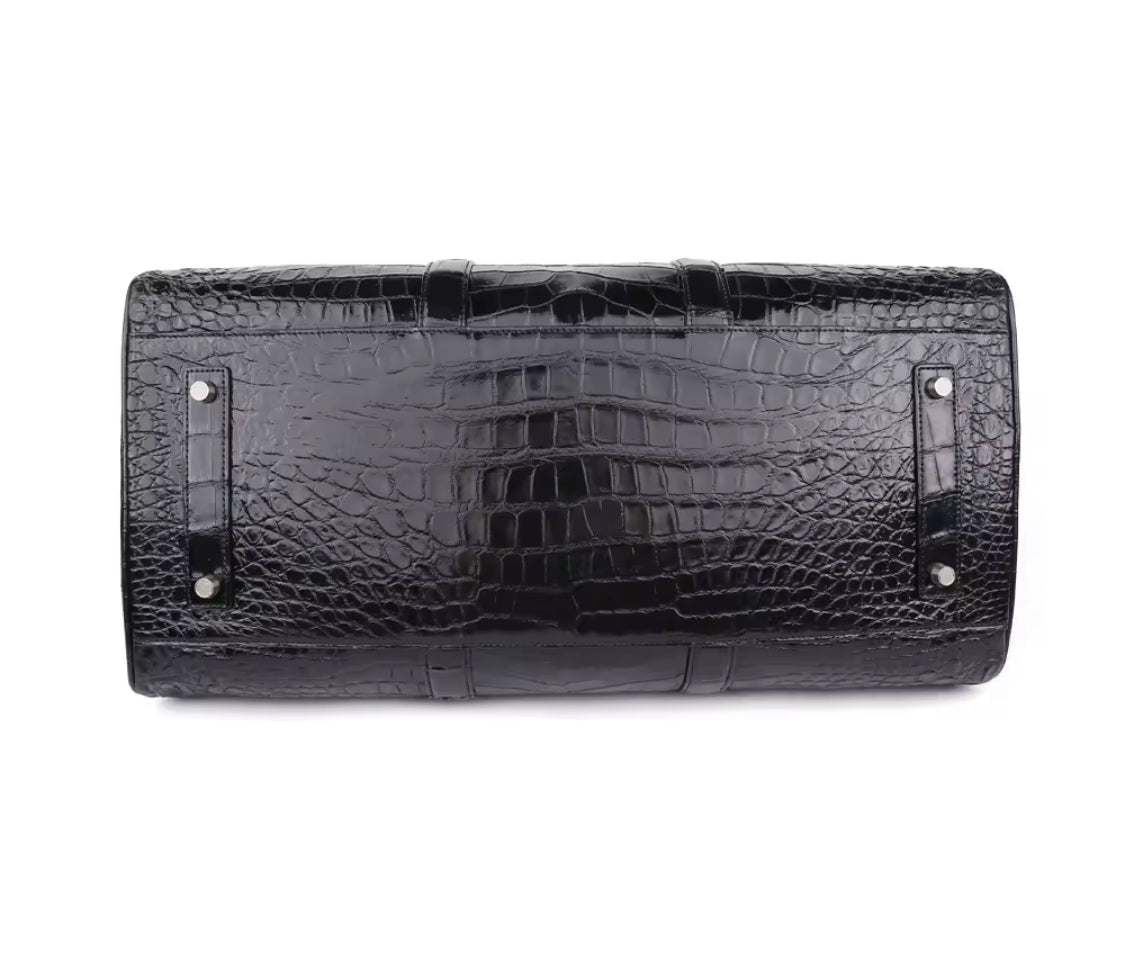 Black Crocodile Leather Travel Bag | Handmade in Italy | Noiyan