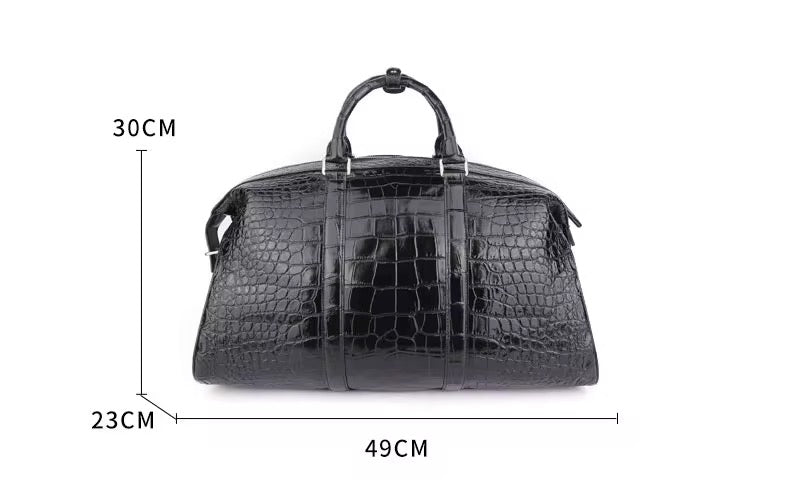 Black Crocodile Leather Travel Bag | Handmade in Italy | Noiyan
