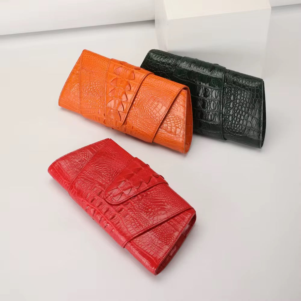 Crocodile Leather Clutch Purse for Women | Handmade in Italy