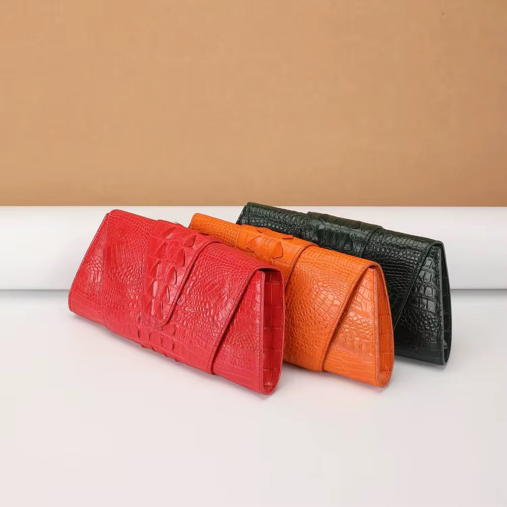 Crocodile Leather Clutch Purse for Women | Handmade in Italy