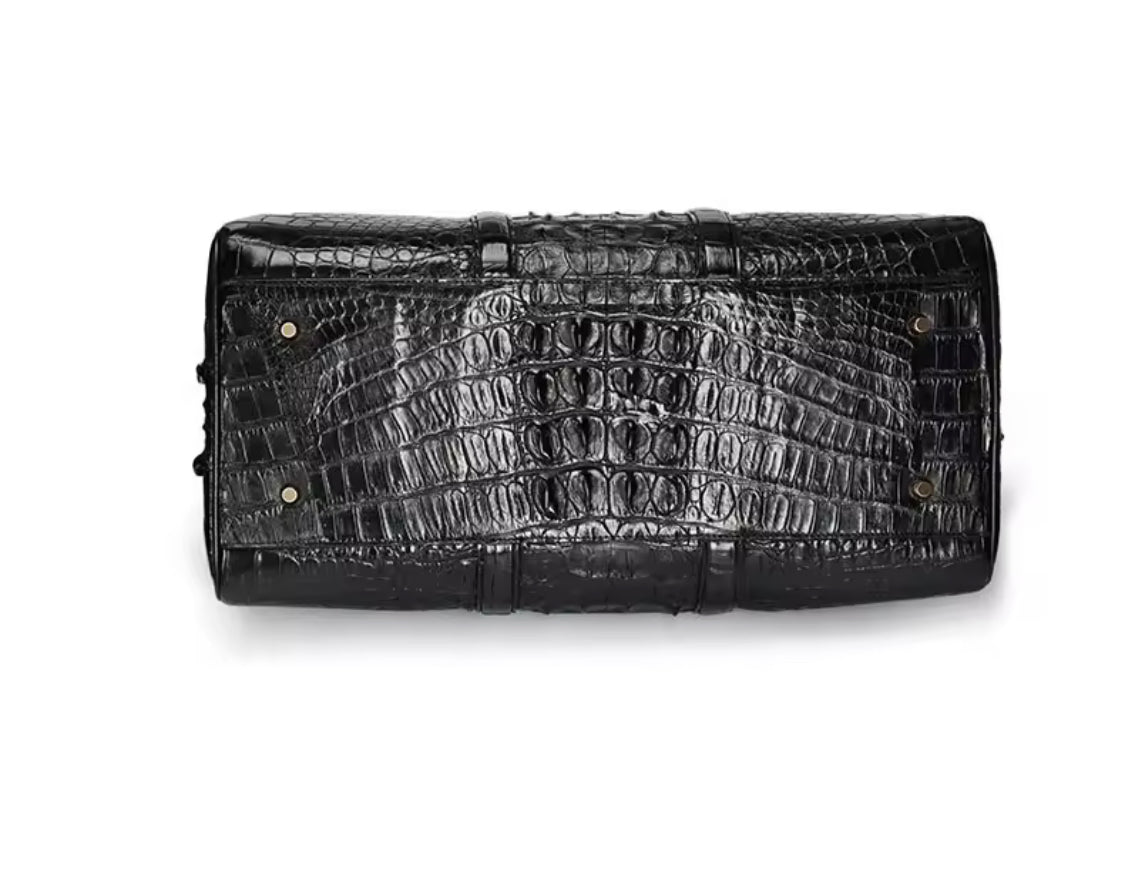 Black & Brown Crocodile Leather Travel Bag | Handmade in Italy